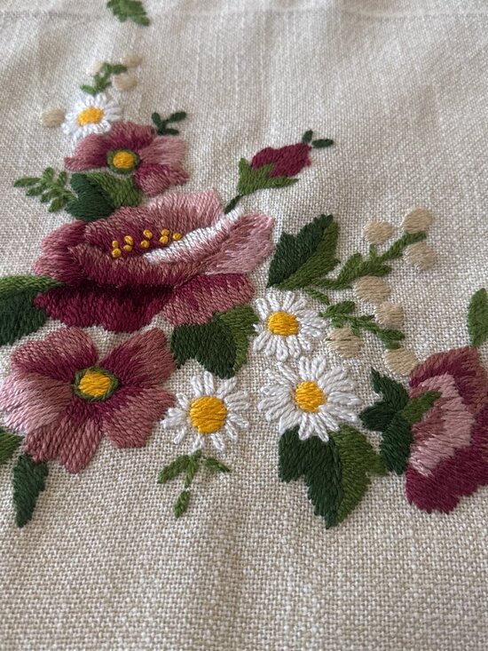 Other - Cream embroidered tablecloth with floral